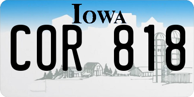 IA license plate COR818
