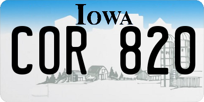 IA license plate COR820