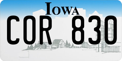 IA license plate COR830
