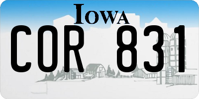 IA license plate COR831