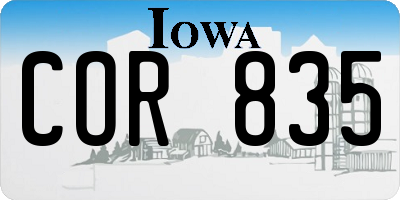 IA license plate COR835