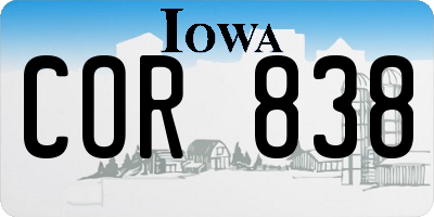 IA license plate COR838