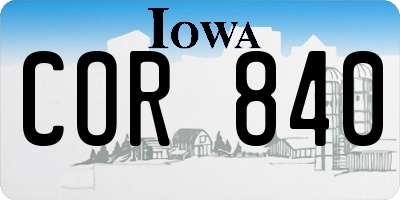 IA license plate COR840