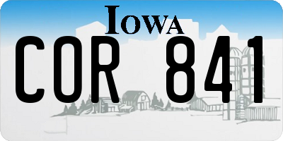 IA license plate COR841