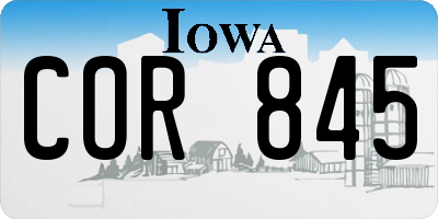 IA license plate COR845