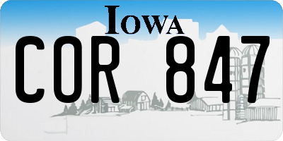 IA license plate COR847