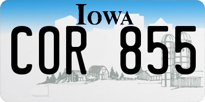 IA license plate COR855