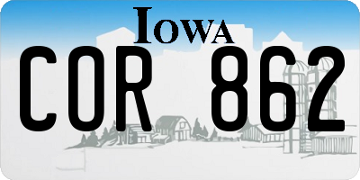 IA license plate COR862