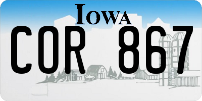 IA license plate COR867