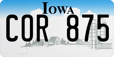 IA license plate COR875