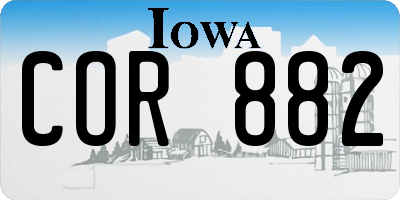 IA license plate COR882