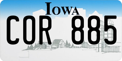 IA license plate COR885