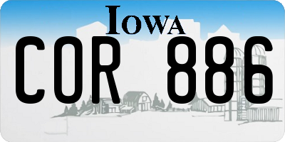 IA license plate COR886