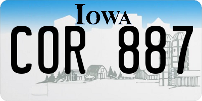 IA license plate COR887