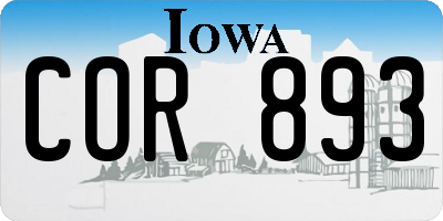 IA license plate COR893