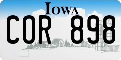 IA license plate COR898