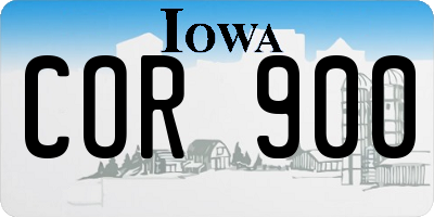 IA license plate COR900