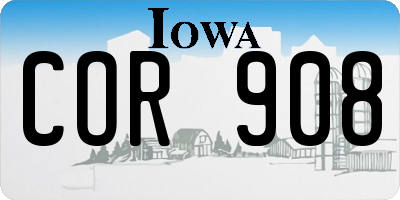 IA license plate COR908