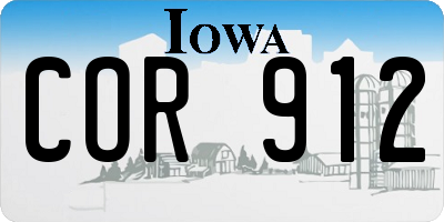 IA license plate COR912