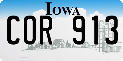 IA license plate COR913