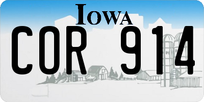 IA license plate COR914