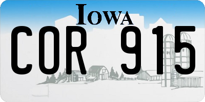 IA license plate COR915