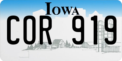 IA license plate COR919