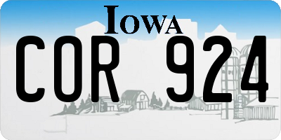 IA license plate COR924