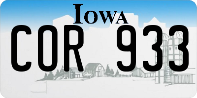 IA license plate COR933
