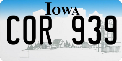 IA license plate COR939