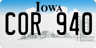IA license plate COR940