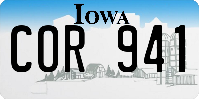 IA license plate COR941