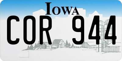 IA license plate COR944