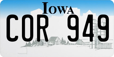 IA license plate COR949