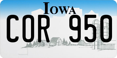 IA license plate COR950