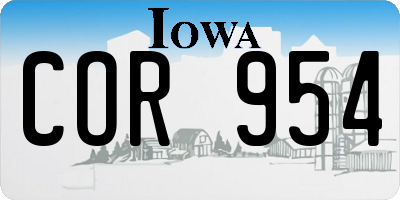 IA license plate COR954