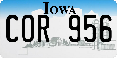 IA license plate COR956