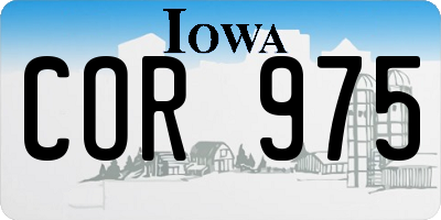 IA license plate COR975