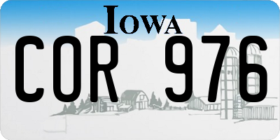 IA license plate COR976
