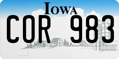 IA license plate COR983