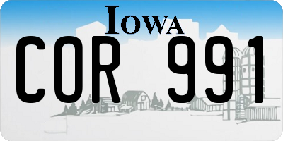 IA license plate COR991