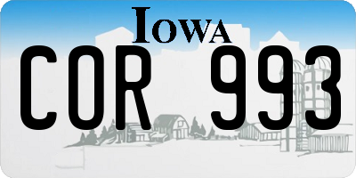 IA license plate COR993