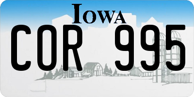 IA license plate COR995