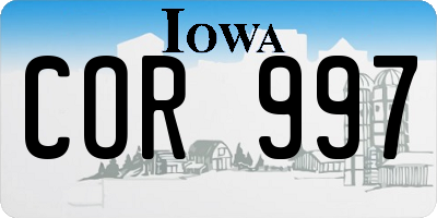 IA license plate COR997