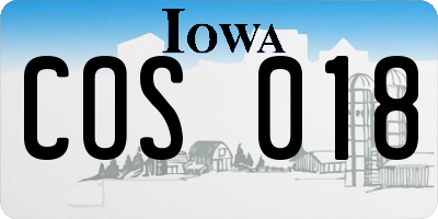 IA license plate COS018