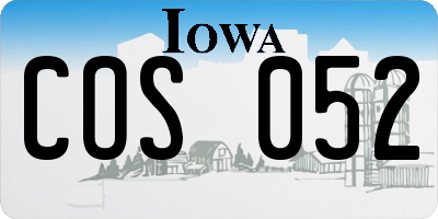 IA license plate COS052