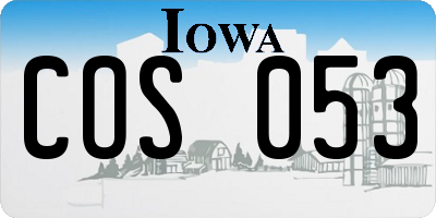 IA license plate COS053