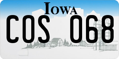 IA license plate COS068