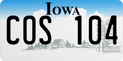 IA license plate COS104