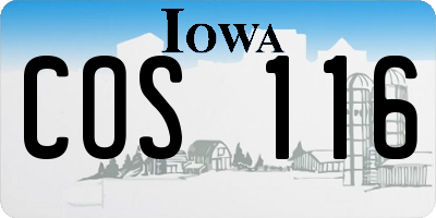 IA license plate COS116